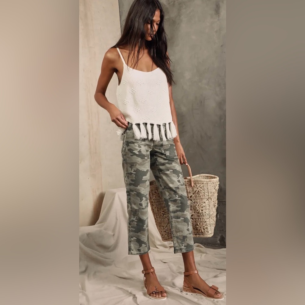 Free People Green and Black Ankle Cropped Jumpsuit